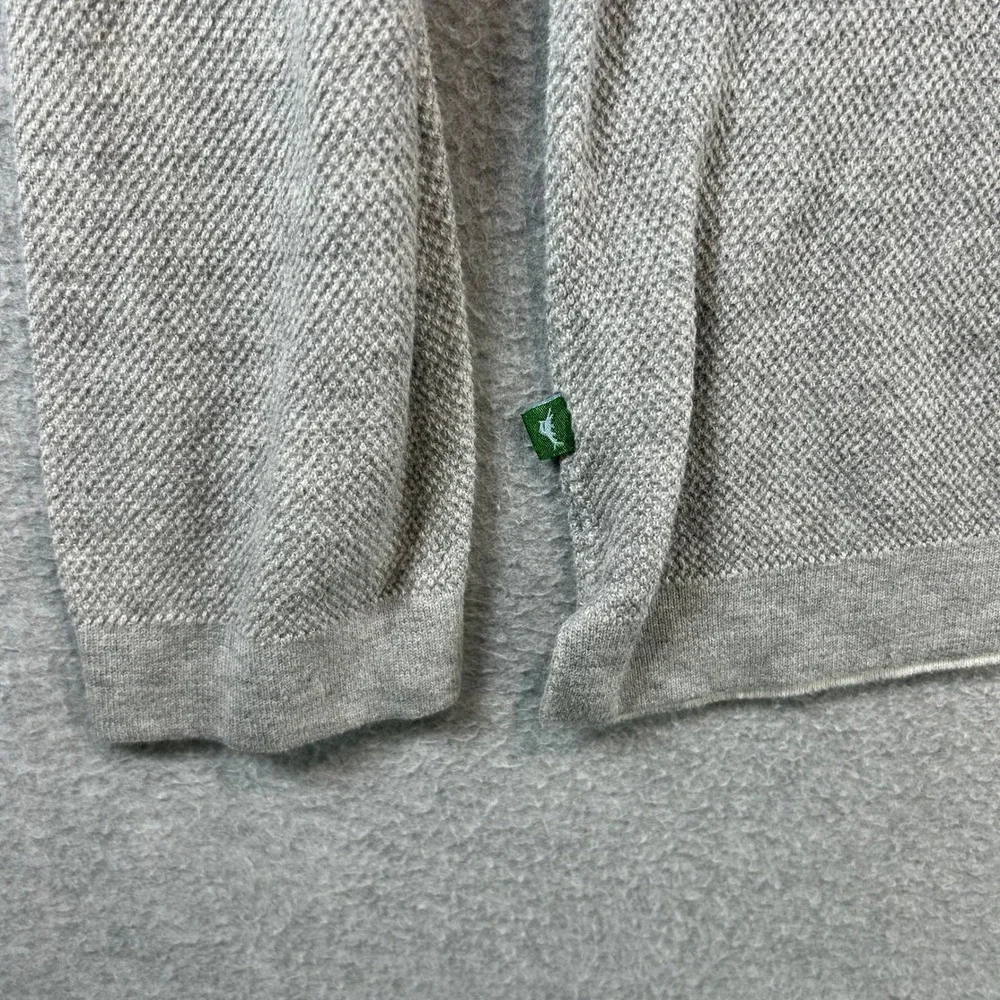 Tommy Bahama Quarter Zip Sweater Mens XL Grey Cotton Cashmere Mock Neck Textured